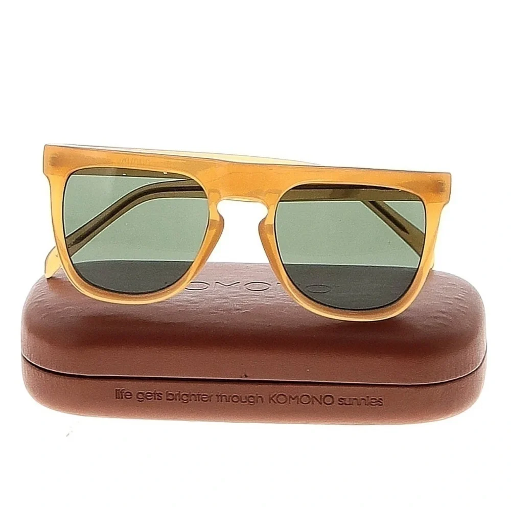 KOMONO Bennet Amber Sunglasses (NEW) Tan Carmel Plastic Frame NIB
